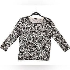 Talbots Black and White Print Sweater